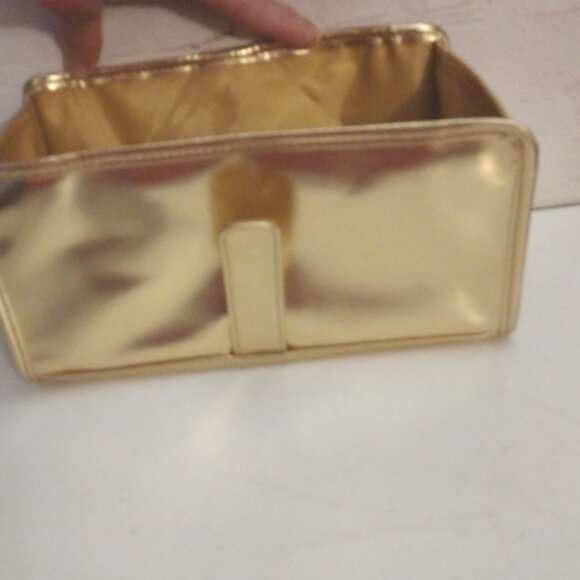 Estee Lauder Gold Clutch Purse Makeup Cosmetic Evening Bag - Picture 6 of 13
